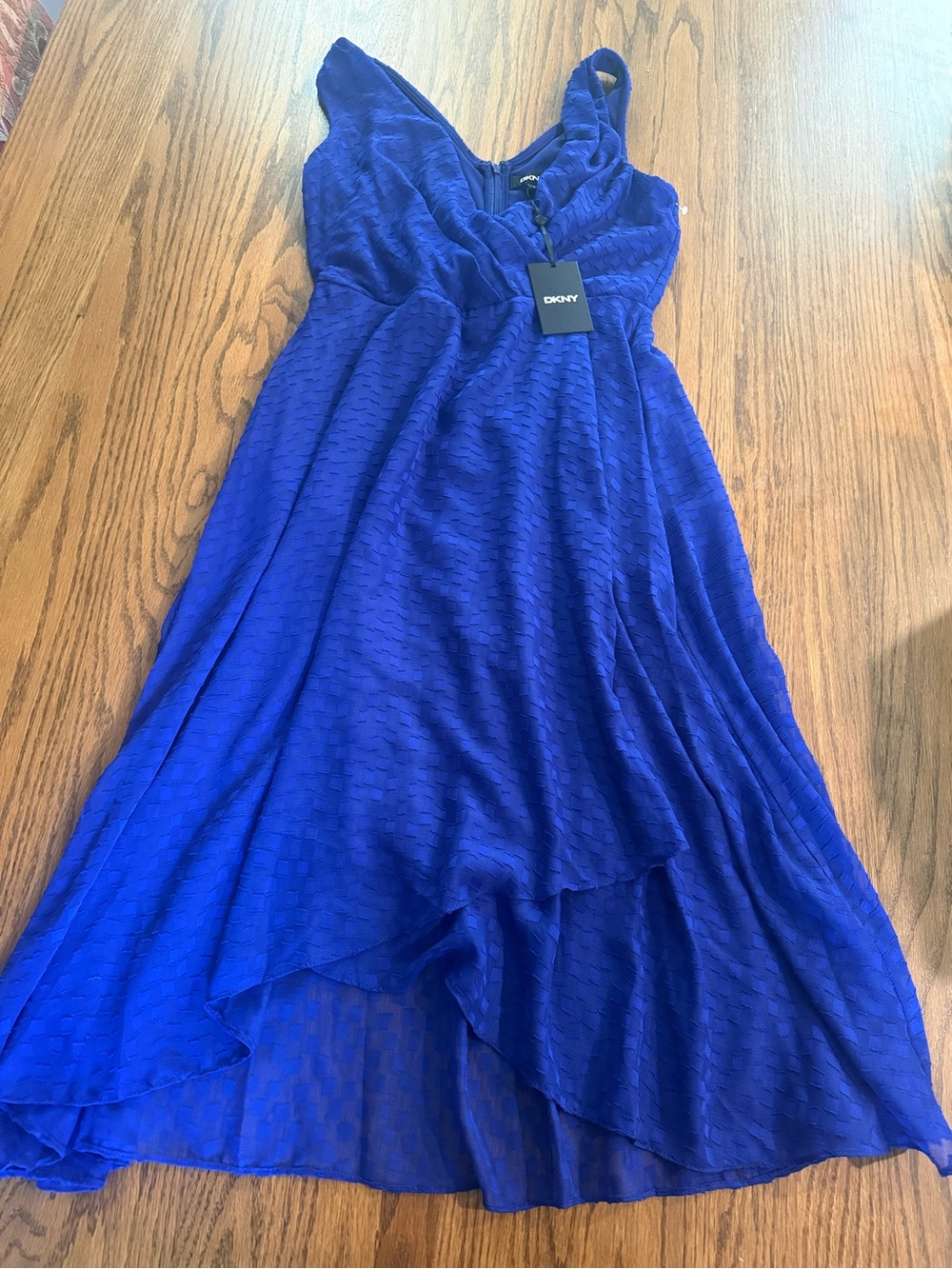 DKNY Cobalt Blue High-Low Hem Sleeveless Dress
